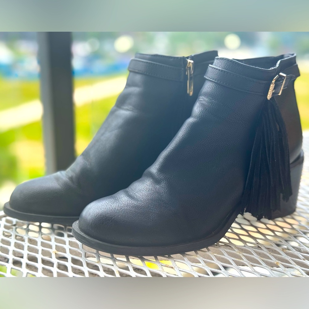 Circus by Sam Edelman Black Ankle Boots with Tassel Detail